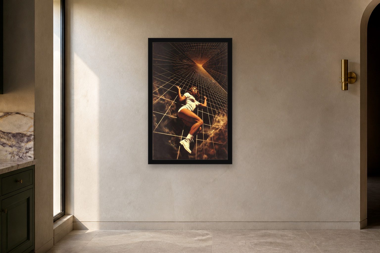 Apex in room, thick black frame