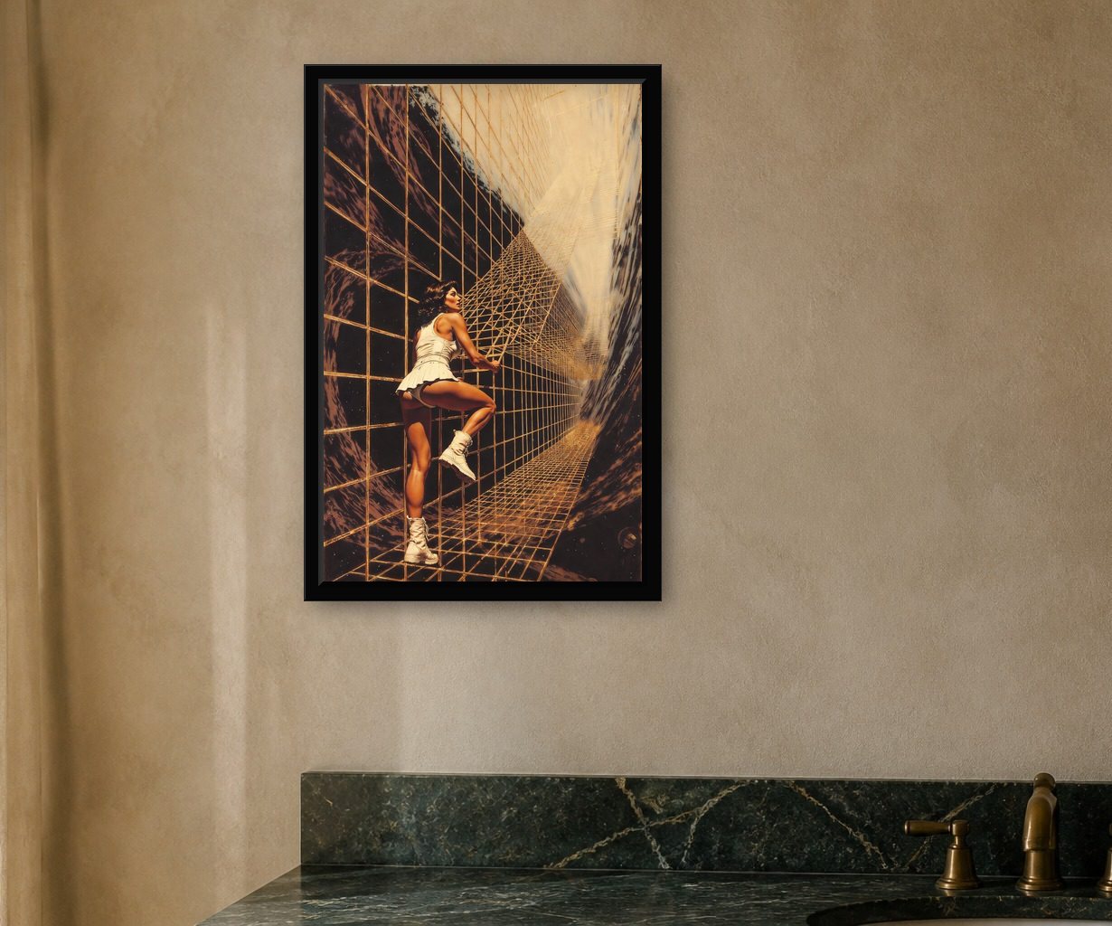 Clivus in room, thick black frame