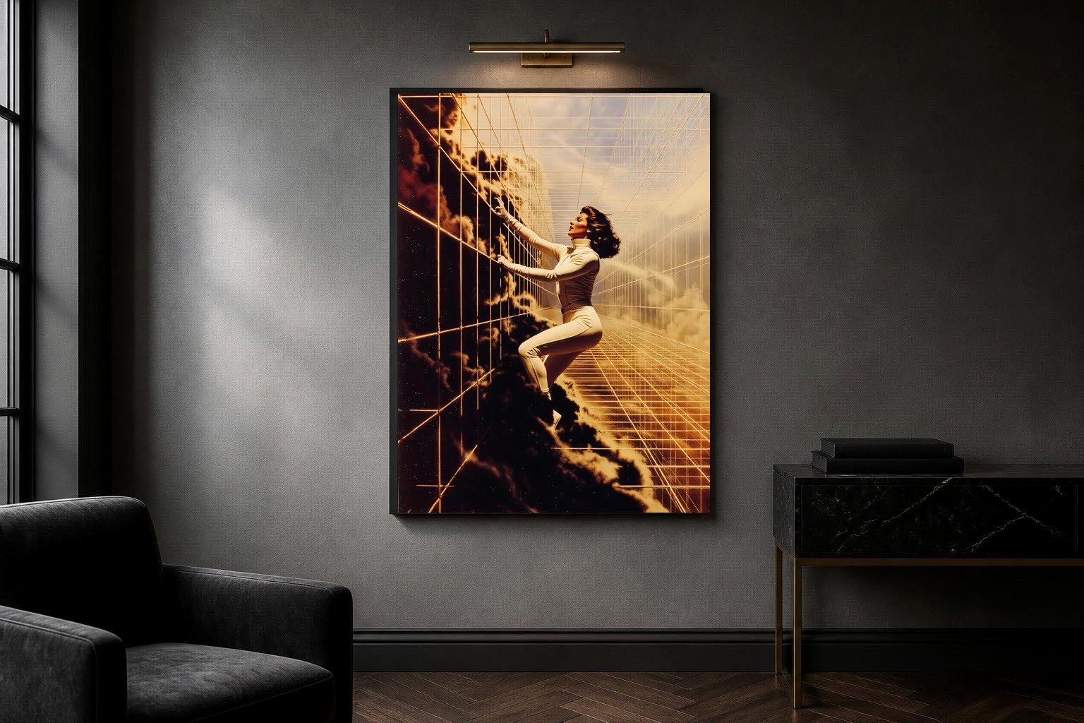 Ascensus in room, thick black frame