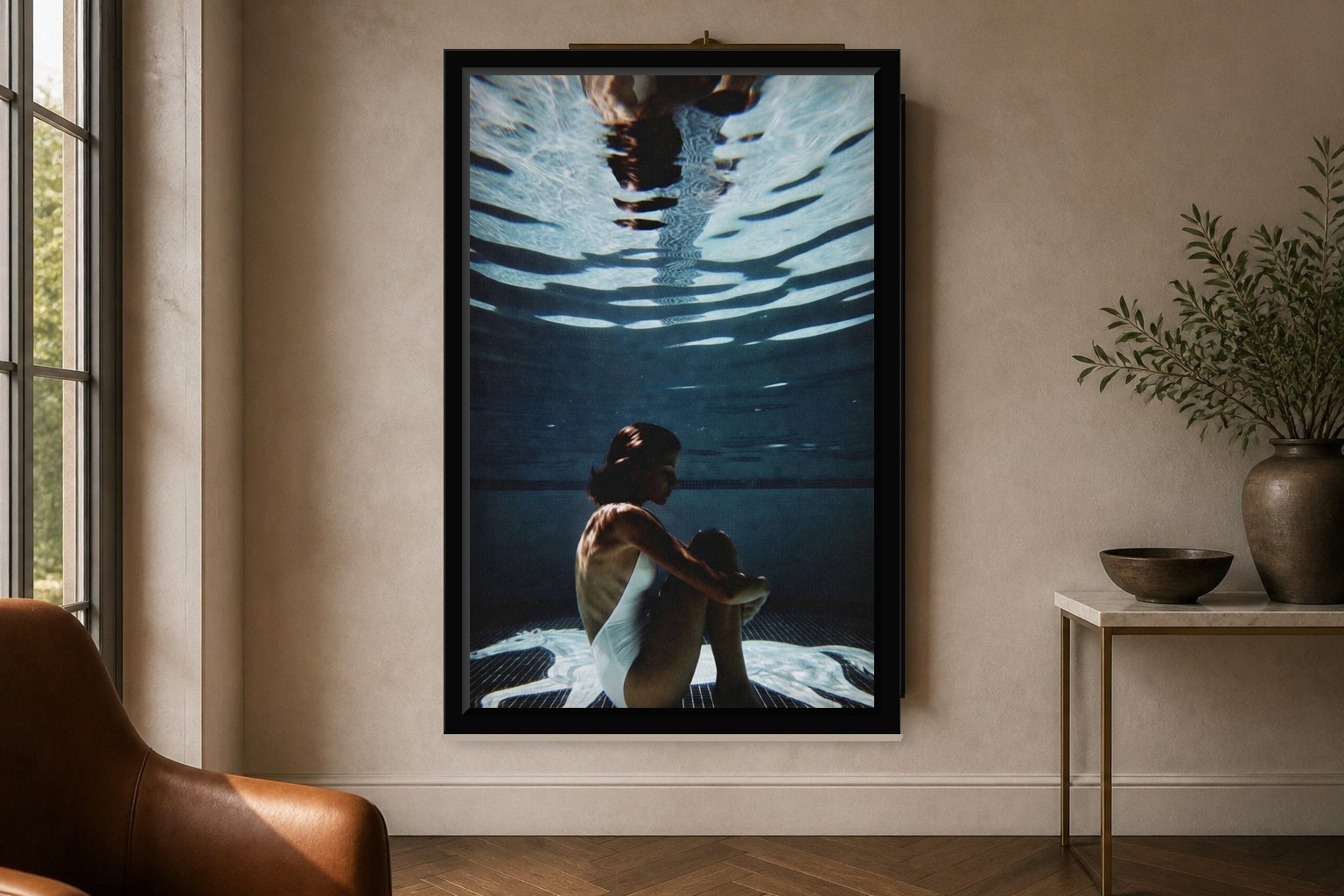 Equus in room, thick black frame