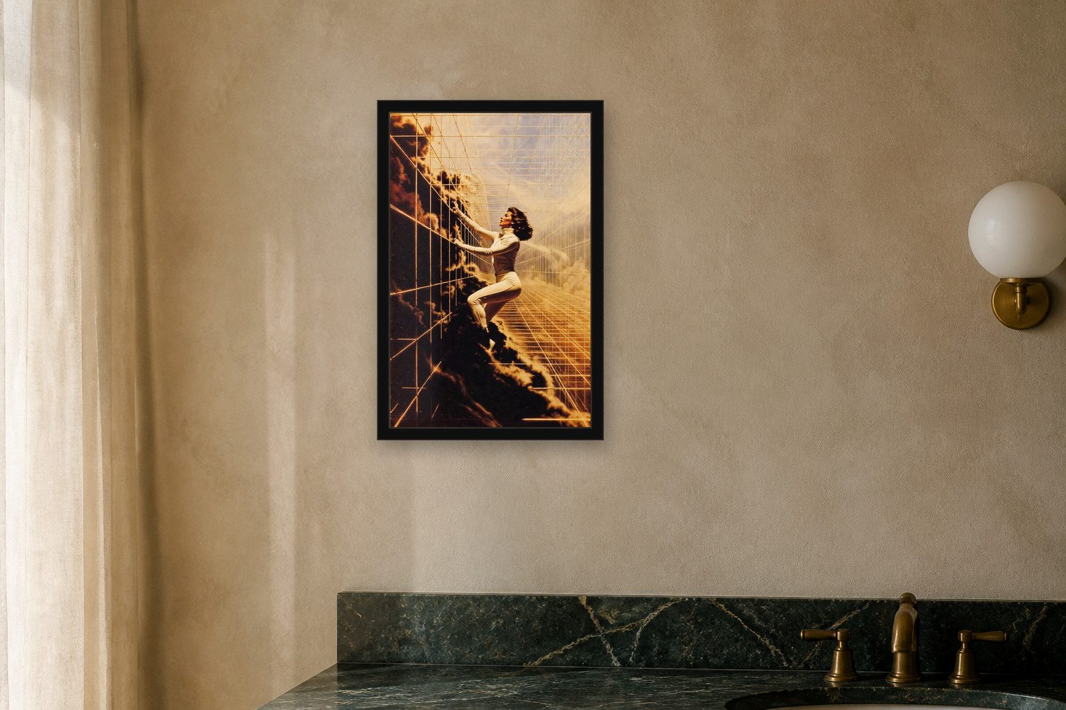 Scala in room, thick black frame