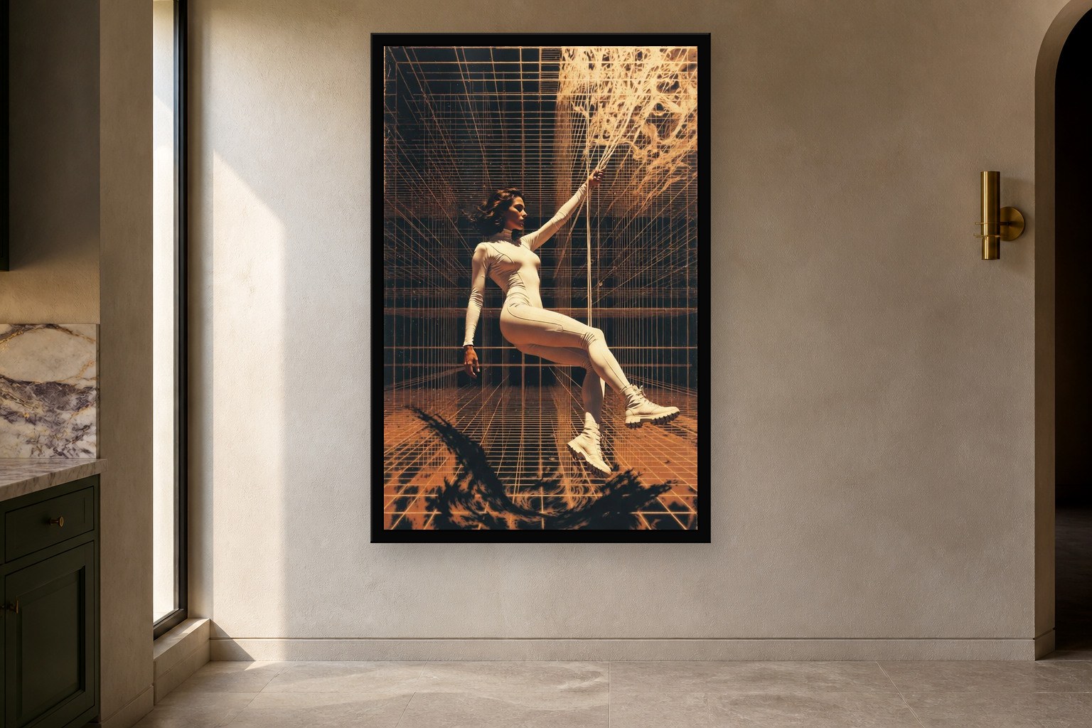 Scandere in room, thick black frame